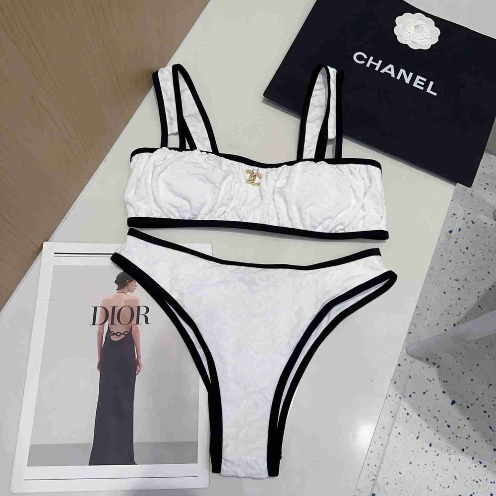 Chanel women's white bikini swimsuit